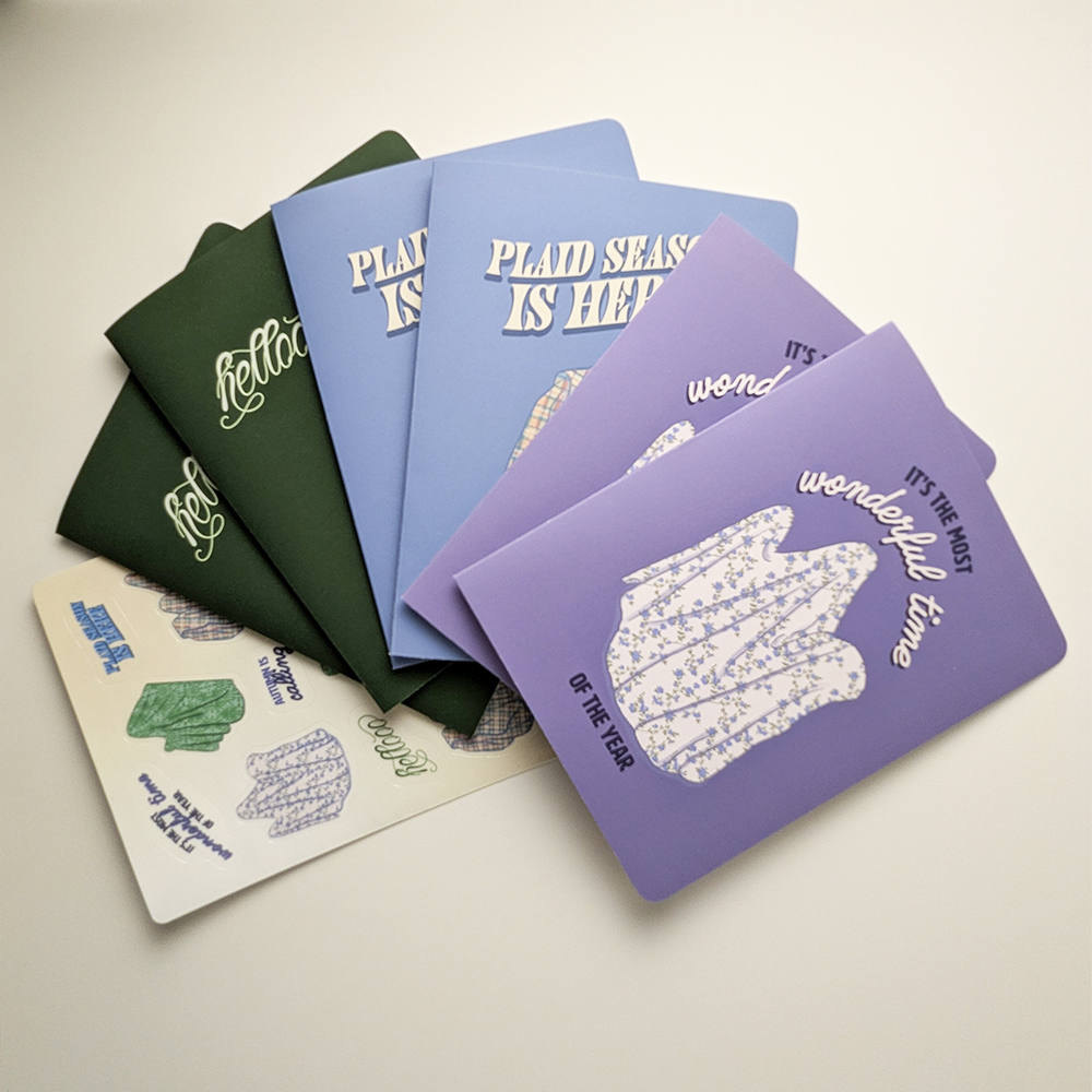 Sheet Ghost Greetings Mixed Set of 6 Greeting Cards with Sticker Sheet