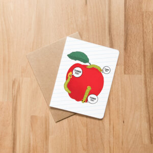 Apples and Worms Thank You Greeting Card